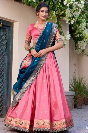 Gorgeous Light Pink Silk Ceremonial Wear Lehenga Choli With Dupatta