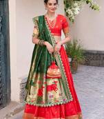 Red Zari Weaving Silk Traditional Lehenga Choli With Dupatta