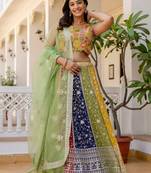 Multi Color Georgette Sequins Sangeet Wear Lehenga Choli