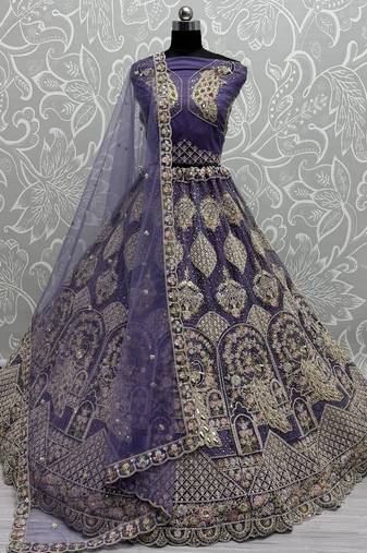 Mesmerizing Purple Net Sequins Bridesmaids Lehenga Choli With Dupatta