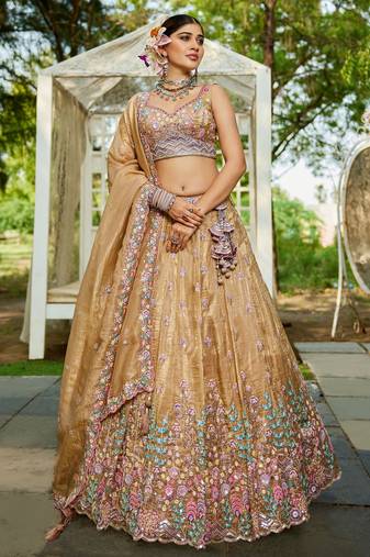 Marvelous Beige Sequins Embroidered Bridesmaids Lehenga Choli