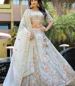 light grey sequins silk lehenga with blouse