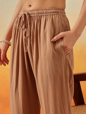 Hand Embroidered Taupe Brown Rayon Lucknowi Chikankari Indian Co-Ord Set For Women 8
