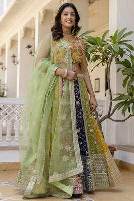 multi color georgette sequins lehenga set choli with dupatta 7