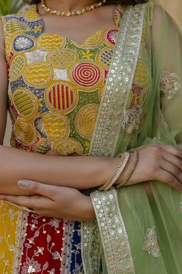 multi color georgette sequins lehenga set choli with dupatta 9