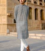 Black cotton full sleeve kurta for mens