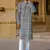 Black cotton woven full sleeve kurta for mens