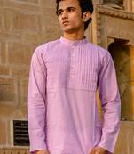 Lavender cotton full sleeve Short kurta for mens