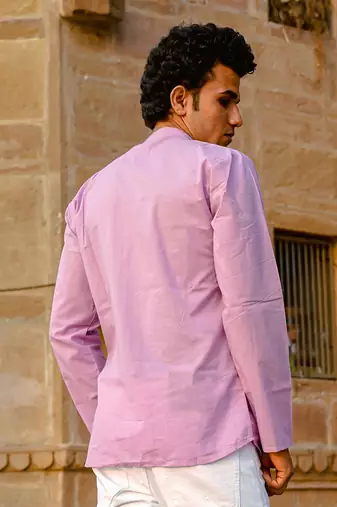 Lavender cotton full sleeve Short kurta for mens