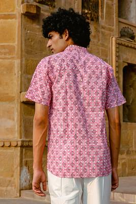 Pink cotton half sleeve shirt for mens 3
