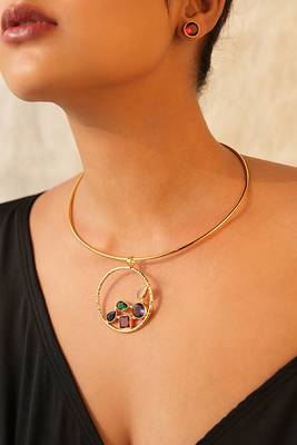 Gold-toned hasuli necklace set 1