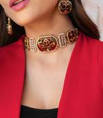 Tisha handmade red meenakari choker set