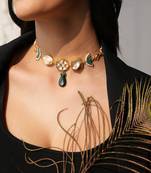 Riana handmade pachi choker set with kundan earrings