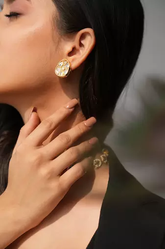 Riana handmade pachi choker set with kundan earrings