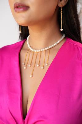 Elora semi-precious pearl necklace set 1