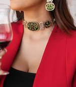 Aira dark green meenakari choker set