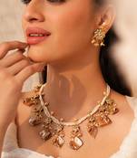 Floral grace mother of pearl  necklace set