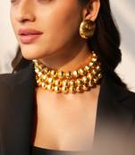 Anti tarnish golden zara beaded choker set