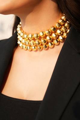 Anti tarnish golden zara beaded choker set 3