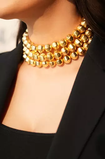 Anti tarnish golden zara beaded choker set