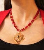 Gold plated beautiful red string necklace set