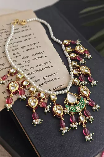 Kundan and ruby duldul beads necklace