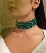 Verdura layered green duldul bead choker with adjustable tassel