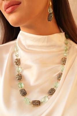 Light green stone necklace set 1