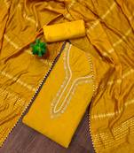 Purple unstitched handwork and fancy border parampara cotton dress material