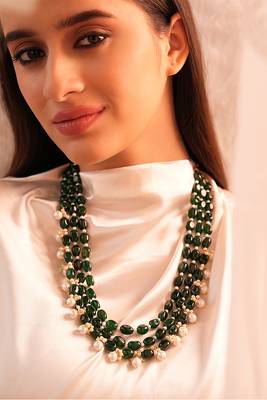 Divine duldul striking deep green duldul and pearl necklace 1