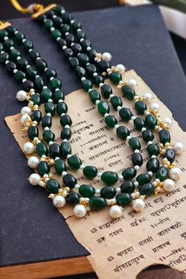 Divine duldul striking deep green duldul and pearl necklace 2