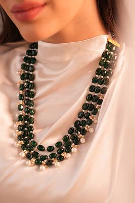 Divine duldul striking deep green duldul and pearl necklace 3