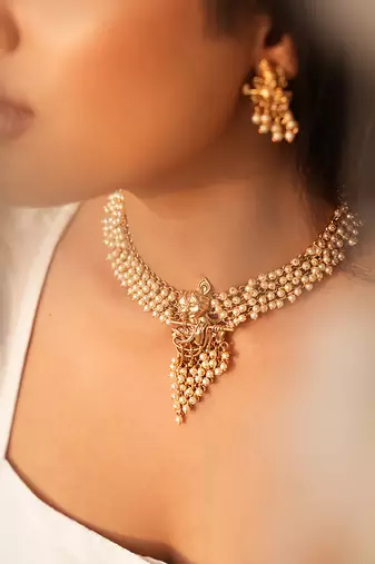 Divine krishna pearl necklace set