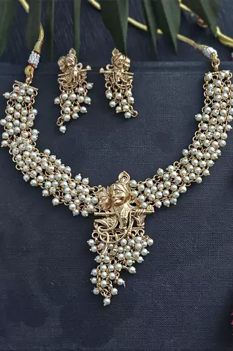 Divine krishna pearl necklace set
