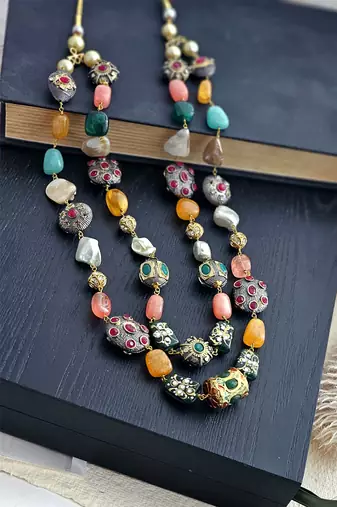 Aurora gemstone layered necklace