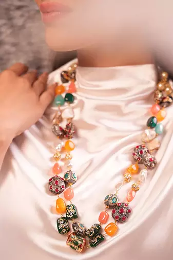 Aurora gemstone layered necklace