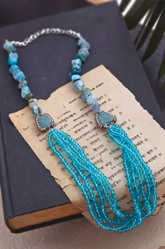 Cascading sky bead necklace