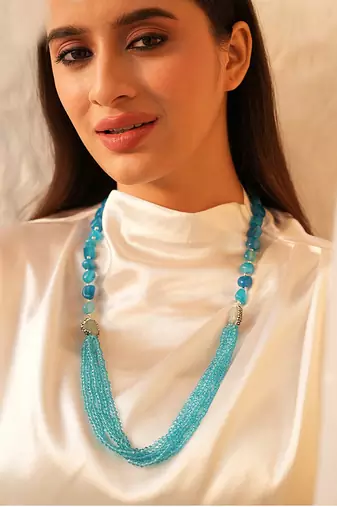 Cascading sky bead necklace