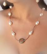 White quartz stone necklace with dual-tone pendant