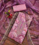   purple organza embroidered dress material set