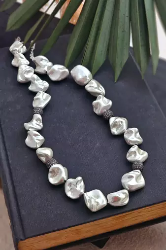 White semi precious stone necklace