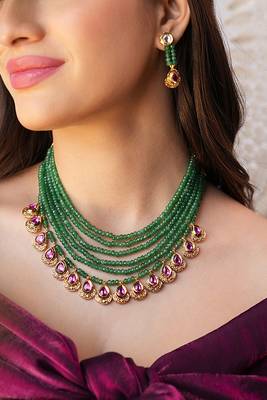 Kisha green oneyx stone necklace 1