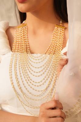 Riva layered semi-precious pearl and gold-toned brass necklace 1