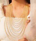 Riva layered semi-precious pearl and gold-toned brass necklace