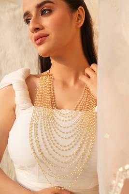 Riva layered semi-precious pearl and gold-toned brass necklace 3