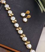 Perlaise mother of pearl brass necklace set