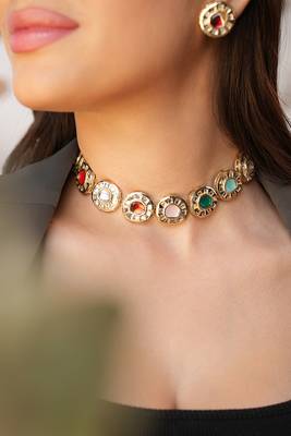 Kundan aura enamel & kundan gold-toned necklace 1
