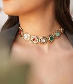 Kundan aura enamel & kundan gold-toned necklace