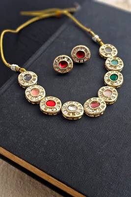 Kundan aura enamel & kundan gold-toned necklace 2