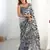 Gorgeous black chinon mirror cut work saree with blouse